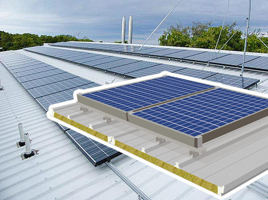 Branddicht zonnepaneelsysteem met PU-rotswol en glaswolkern