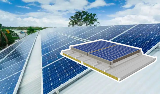 Aanpasbare lengte fotovoltaïsche dakpaneel met PU glas wol kern en 1000 mm breedte