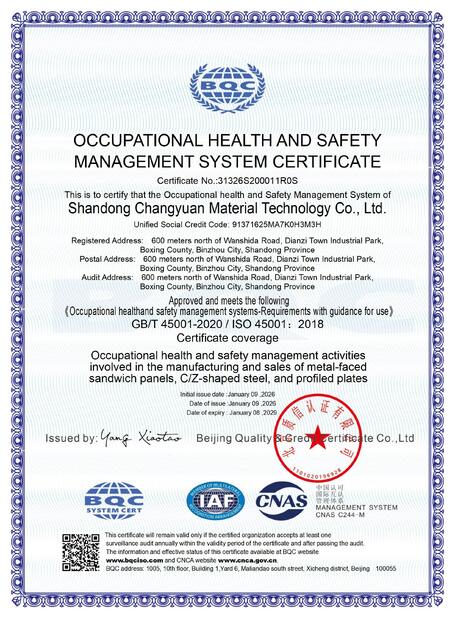 China Shandong Changyuan Material Technology Co., Ltd. certificaten