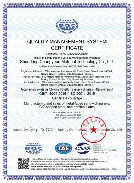 China Shandong Changyuan Material Technology Co., Ltd. certificaten